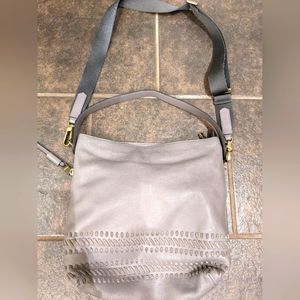 Leather Fossil Hobo Bag with Weave Detail